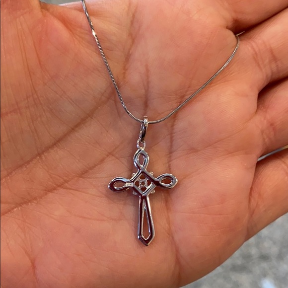 Sterling silver Cross CZ Necklace 2pc 16” inches - Picture 4 of 7